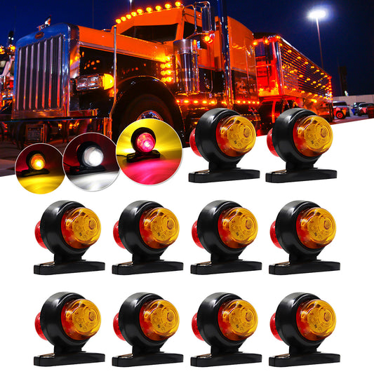 8pcs 12-24V Double-sided Car Truck Side Marker Light Red Amber Blinker Turn Signal Indicator Lamp for Trailer Lorry Caravan