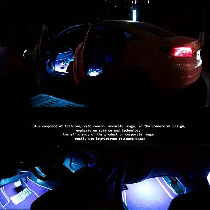 48-LED RGB Car Interior Ambient Light, Supports App Control/Usb/Car Plug, Compatible, LED Color Light Strips, Under-Seat Lighting Kit for All Car Models, Without Battery