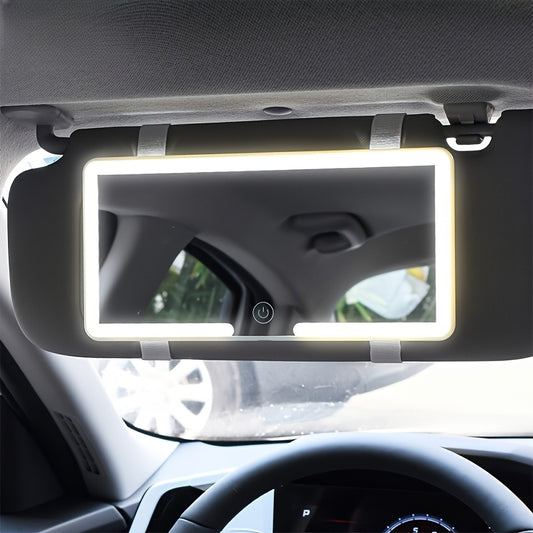 Rechargeable Ultra-Thin LED Car Visor Mirror with 3 Light Modes (Daytime Light/Dashboard/Cockpit Mirror) - for, Trucks & SUVs - Low Voltage Vanity Mirror Gift for Women