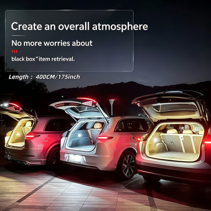 [LED Trunk Light] New Car Trunk Light Atmosphere Light, Trunk Lighting LED Strip, Flexible Light, 158 Inches, LED High Brightness White/Blue Light, Suitable for All Kinds of Car Trunks, Without Battery