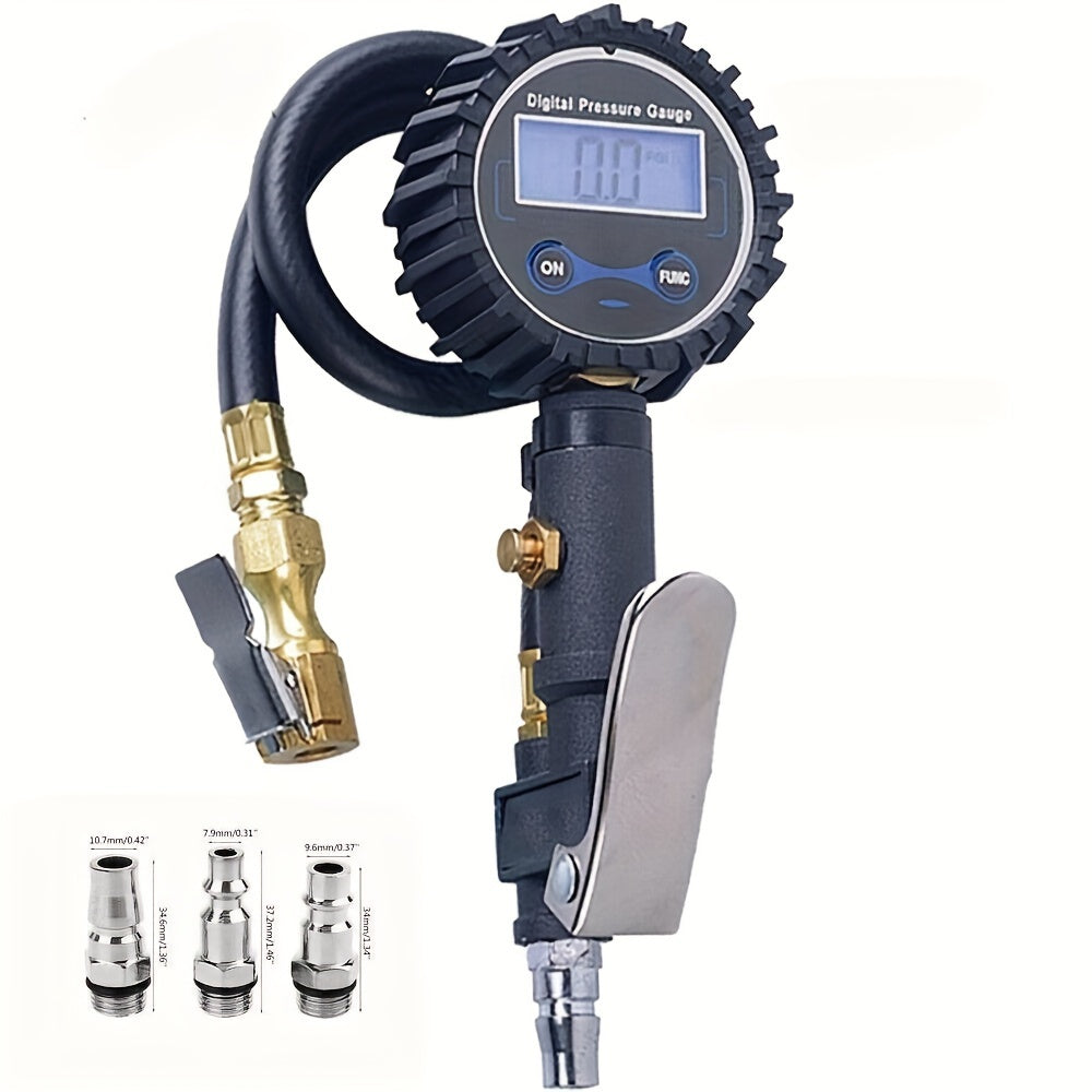 Digital Tire Inflator with Pressure Gauge - 200 PSI (with 3pcs Connector)