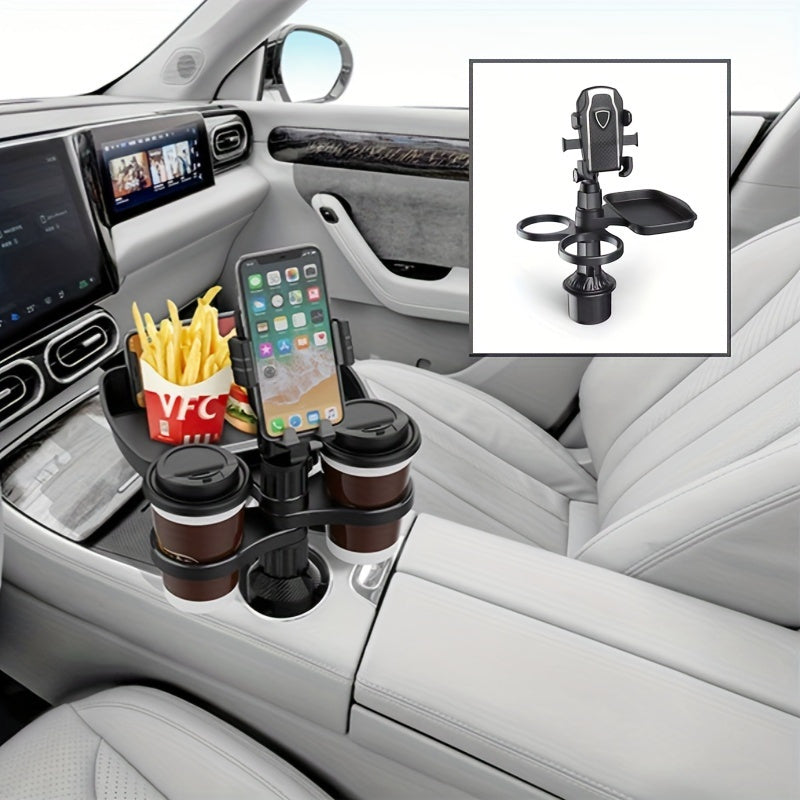 [3-In-1 Car Holder] 1pc, a Multifunctional 3-In-1 Car Cup Holder, Vehicle Phone Holder Tray Dining Plate, a Versatile Small Dining Table, Car Drink Coffee Burger Cup Holder, Made of ABS Material, Featuring a Stable And Expandable Base, Is an Essential Tra