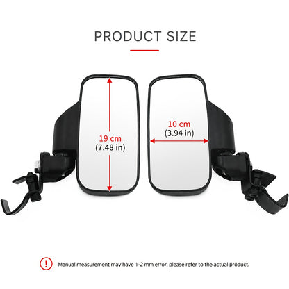 1 Pair UTV Rear View Side Mirrors for Polaris Ranger 500 570 XP 900 1000/General 1000