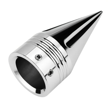 Motorcycle Front Axle Nut Covers CNC Spike Caps 3.6" – Fits Harley Touring Street Glide Road King Electra Glide Tri Glide 2008+, Black & Silver, Pair