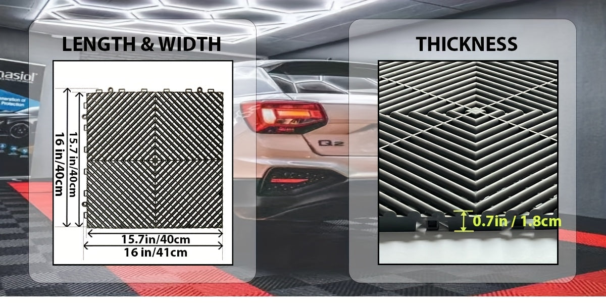 20 Pack 16"x 16"x 0.75"(Thickness)Interlocking Garage Floor Tiles, Modular Drainage Floor Mat, Non-Slip Splicing Interlocking Drainage Mats Floor Tile for Garage  Wash Basement, Etc.