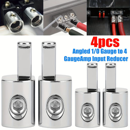 4pcs Amp Car Audio Amplifier Power Plug Supply Wiring Terminal Input 1/0 Gauge to Output 4 Amplifier Input Adapter