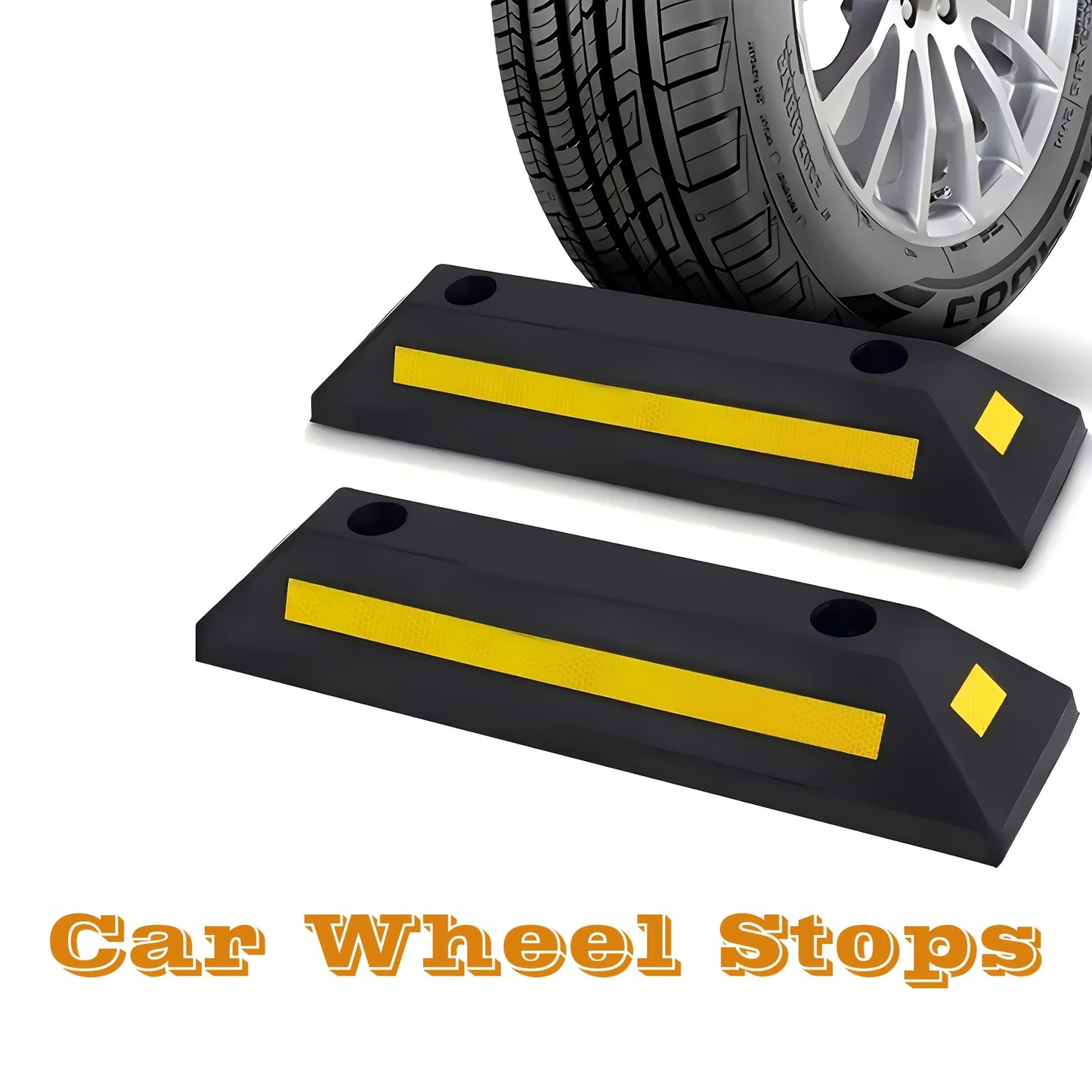 Car Wheel Stops for Garage -Heavy Duty Rubber Parking Guide 12/8/4/2/1pc Premium Quality Durable Car for Garage Wheel Stopper Professional Grade Park with Reflective Yellow Tape Curb, Adjustable for Safe Parking of Vehicles, for Garage Parking Stops