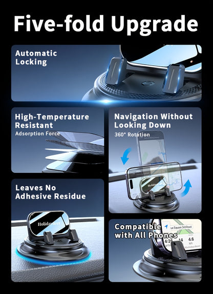 [2025 New Car Mount] 360° Rotating Car Mount Car Phone Holder Stand Upgraded Handsfree Stand Phone Holder for Car Compatible with Iphone Android