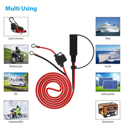 SAE Battery Cable Extension Wire with Fuse – 2pcs (SAE to O-Ring Terminal)