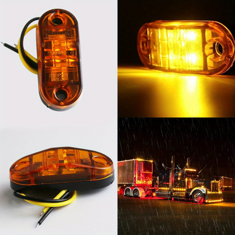 LED Side Marker Lights 20pcs 4-LED 12V 24V Hardwired Stop Tail Indicator for Truck Trailer RV Bus Caravan Camper Van Amber Red Green Purple