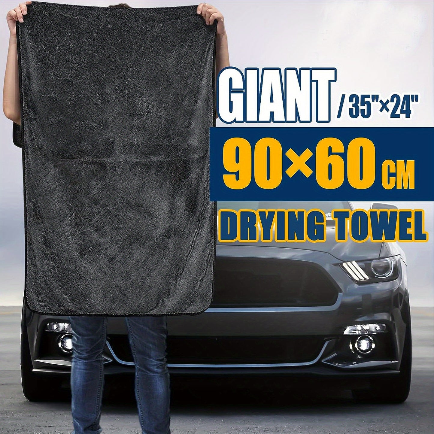 Multipurpose-Car Wash Towel 24'' X 35'' Super-thick Microfiber Towels for Cars Drying Extra Large Super Absorbent Cleaning Cloth Auto Detailing Ultra Soft Lint-Free TWISTED-LOOP DRYING TOWEL Streak-Free 1pc