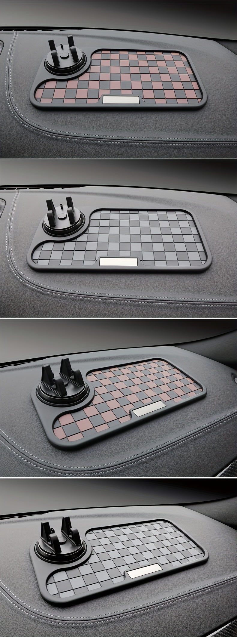 [Car Anti-Slip Mat] Car Anti-Slip Mat Dashboard Ornament Mat Mobile Phone Rotating Holder Dashboard Storage Mat High Temperature Resistant High-End Square Grid Mat Creative Ornament Pad Car Interior Accessories