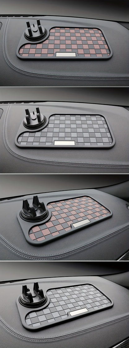 [Car Anti-Slip Mat] Car Anti-Slip Mat Dashboard Ornament Mat Mobile Phone Rotating Holder Dashboard Storage Mat High Temperature Resistant High-End Square Grid Mat Creative Ornament Pad Car Interior Accessories