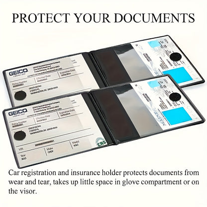 Car Insurance Registration & Driver License Holder – Multi-Slot Vehicle Document Organizer for Car Truck Motorcycle Trailer, Black, 1pc & 2-Pack