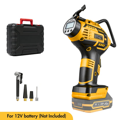 20V Portable Air Compressor, 980kPa Tire Inflator with Digital Display, Powered by NO/One/Two 1500mAh Rechargeable Battery, Includes 12V Car Adapter & Mini USB Connector, for Cars, Motorcycles, Bicycles, and Sports Balls