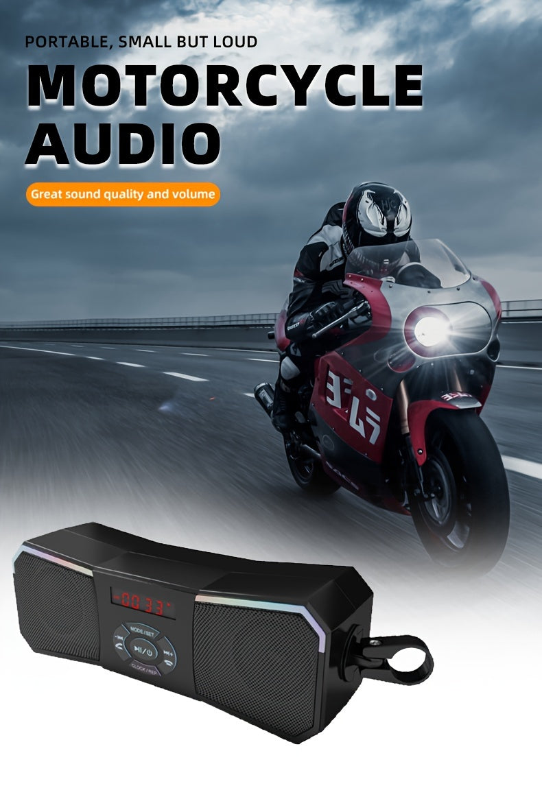 Korbros Handlebar Mount Stereo Wireless Motorcycle Speakers, MP3 Music Player Audio Amplifier, AUX-in, USB, FM Radio, 12V, Room Electrical/Hard Wiring, Button Control, Off-road-motorcycles, Without Battery