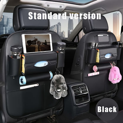 Car Back Seat Organizer 2-Pack – Foldable Table, Kick Mats, Cup Holder, Tissue Box, Laptop Station & Eating Tray – Family Road Trip Storage
