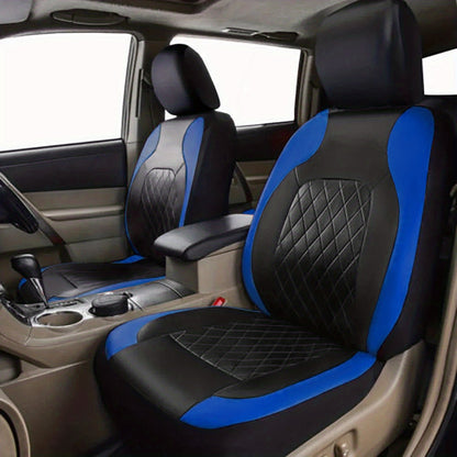 Deluxe All-Season Quilted PU Leather Car Seat Covers - Comfy Sponge-Padding, Universal Fit, christmas gifts