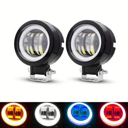 3 Inch Round LED Lights 2pcs DC 12V-24V – Compact Work Lights for Off-Road ATV UTV Motorcycle Truck, White Blue Yellow Red, Hardwired