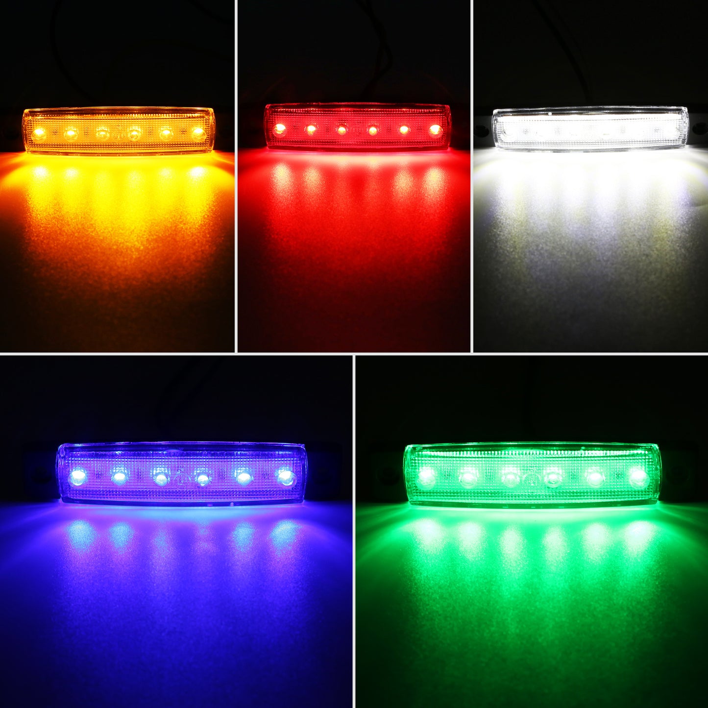 30pcs 3. 8" 6 LED Front Rear Side Marker Indicator Lights LED Lamp Indicator For Car Truck Trailer Lorry Bus -White, Red, Amber, Blue, Green, Purple, Without Battery