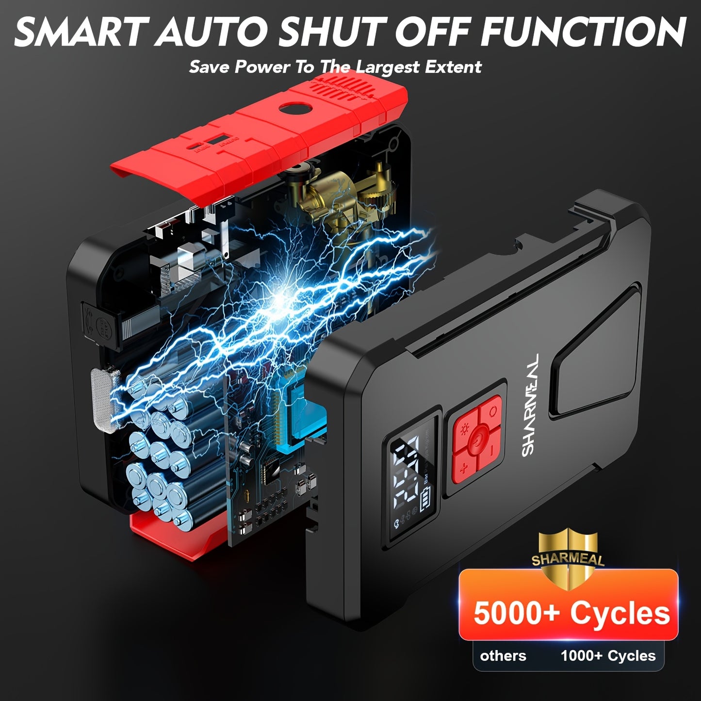 15000A-21000A Peak 350PSI 12V 17-in-1 Portable Jump Starter with Air Compressor Jump Starter, Car Battery Charger, Car Jump Starter with Air Compressor, Jump Starter Para, Car Accessories Tools, LED Light, Battery Charger, Cart Battery Charger