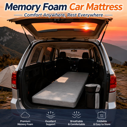 Foldable Memory Foam Car Mattress, Portable for Trunk and Rear Seat, Camping, Travel, RV, Thick Interior, Camping Car Home Bedding, Car Interior Accessory, Camping Vehicle, Travel Bedding, Foldable Mattress, Portable Bed