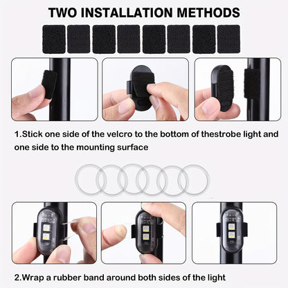 4-Pack Car Wireless LED Strip Light Remote Control | Magnetic Vibration Lights with 8 Colors, USB Rechargeable, IP65 Waterproof, Impact-Resistant Warning Lights, Suitable for Car Interiors, Trucks, Motorcycles, Drones, Aircraft, Bicycles