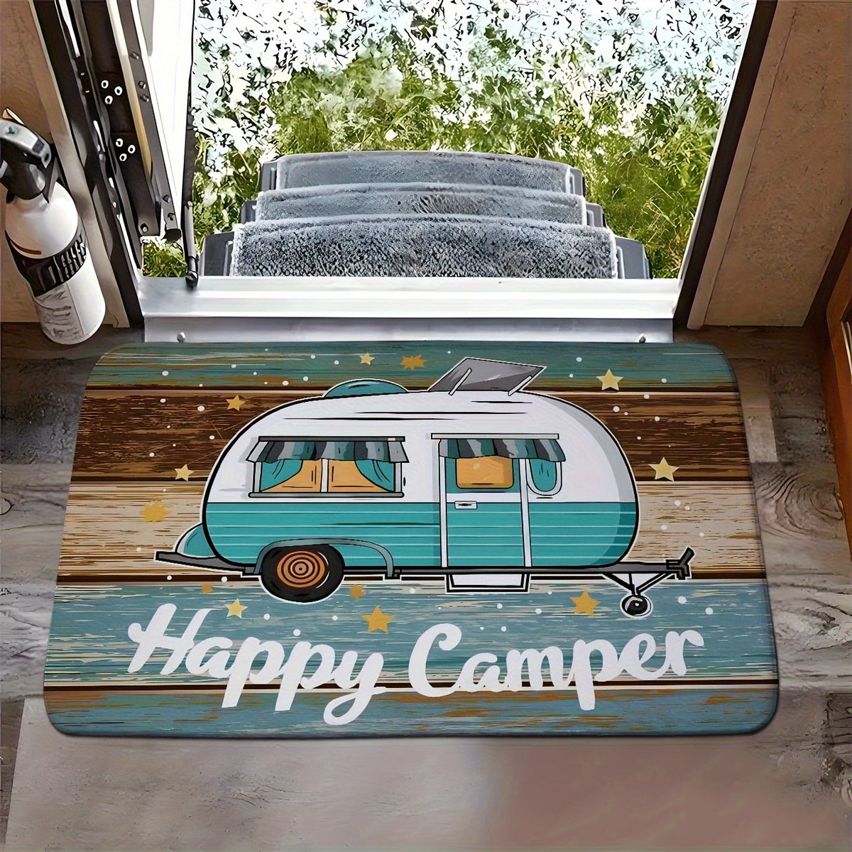 RV Camper Van Door Mat Crystal Velvet – Non-Slip, Machine Washable Indoor Outdoor Rug, 800g/㎡, 50x80cm