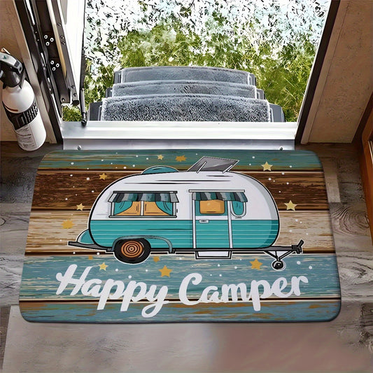 1pc of Camper Van Door Mat Made of Crystal Velvet, Non-slip and Machine Washable Outdoor/indoor Decorative Rug, Ideal for RV and Outdoor Decor, a Perfect Gift for RV Owners, with a Square Weight of 800g/㎡