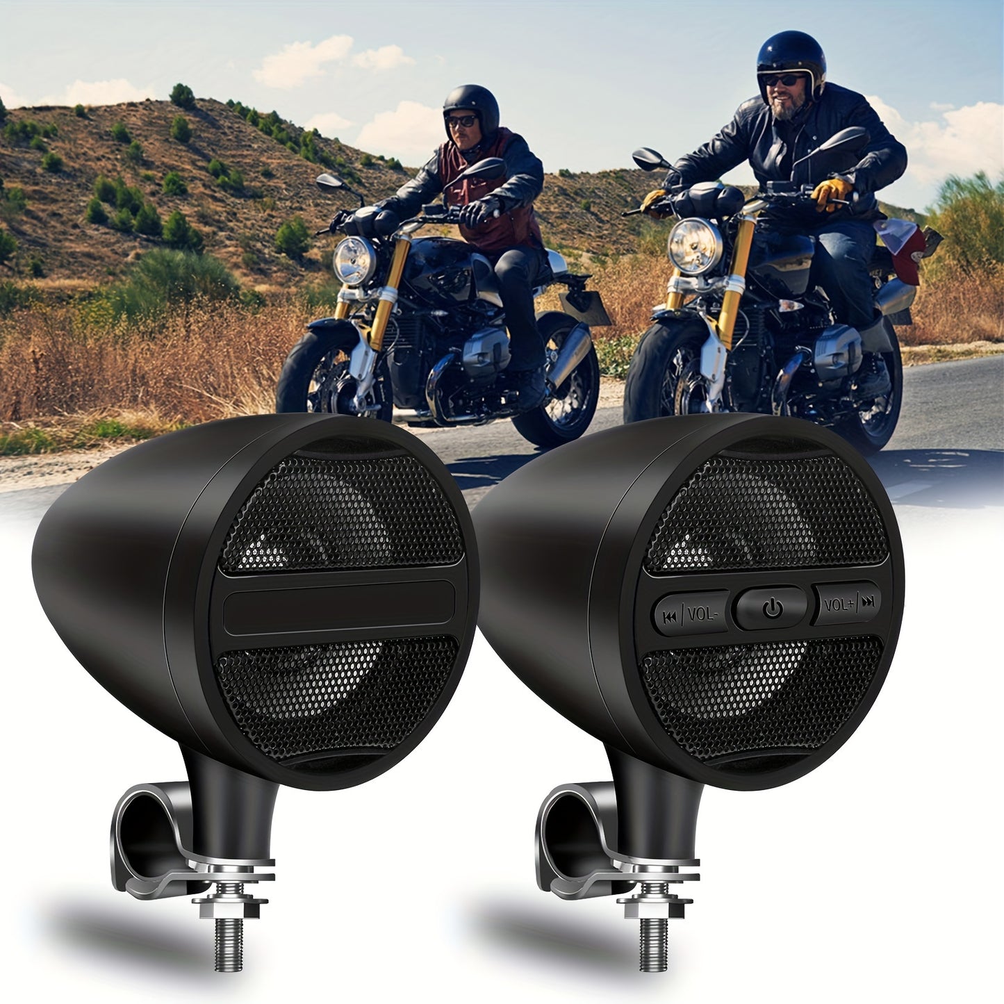 Wireless Motorcycle Audio Stereo Speaker, 12V Handlebar Mount MP3 Music Player Sound Audio Stereo, MP3 USB FM Radio
