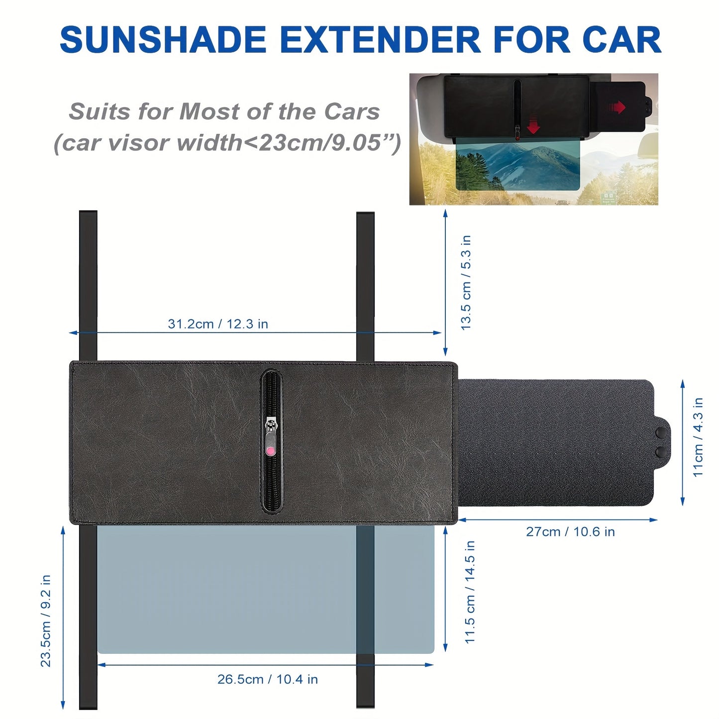 Polarized Car Sun Visor Extender | Adjustable Clip-On Design For Glare And UV Blocking, Durable PC Material, Fits All Vehicles, Road Safety - Sun Visor For Car