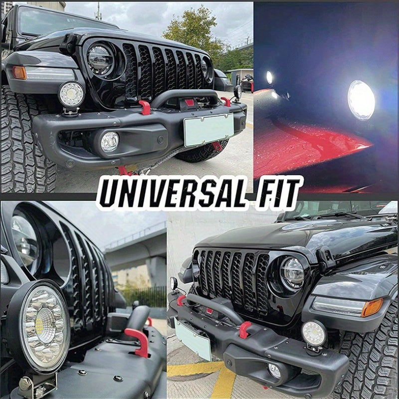 Set of 2 Round LED Off-Road Light Pods, 4.5 Inches, 42 Watts, Designed for Off-Road Driving, Suitable for 12V Vehicles Like Trucks, Tractors, Atvs, And Boats, Without Battery
