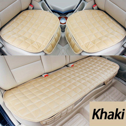 Four Seasons Plush Plaid Thick Warm Pad Car Seat Protector Seat Cover Universal Oval Car Seat Cushion, Soft and Breathable, Non-slip, Lightweight and Portable, Hand Washable Car Seat Protector Interior Accessories, Black 2 Front Seats and 1 Back Seat