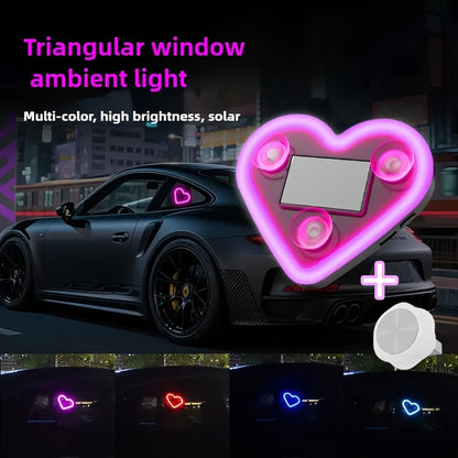 Car Interior Neon LED Mood Light – Heart & Flower Shaped Ambient Light for Car Window, Valentine's Day Car Decoration, 3 Colors