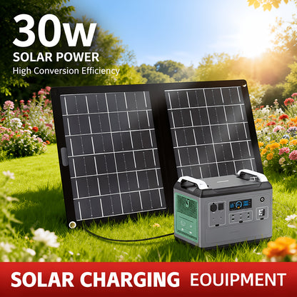 30W Portable Solar Charging Panel, 2-in-1 Folding Design, with USB Charging Port, High Efficiency, Plug-and-Play Solar Panel for Phones, Tablets & Action Cameras, Lightweight Outdoor Emergency Power Supply for Camping, Travel, RVs & Boats