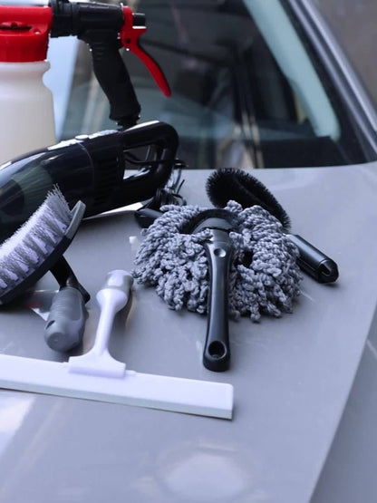 Complete Car Cleaning Set Featuring a Foam Gun Sprayer, Detailing Brushes, a Vacuum, a Windshield Cleaning Tool, a Tire Brush, And Towels for Thorough Interior And Exterior Detailing, Without Battery