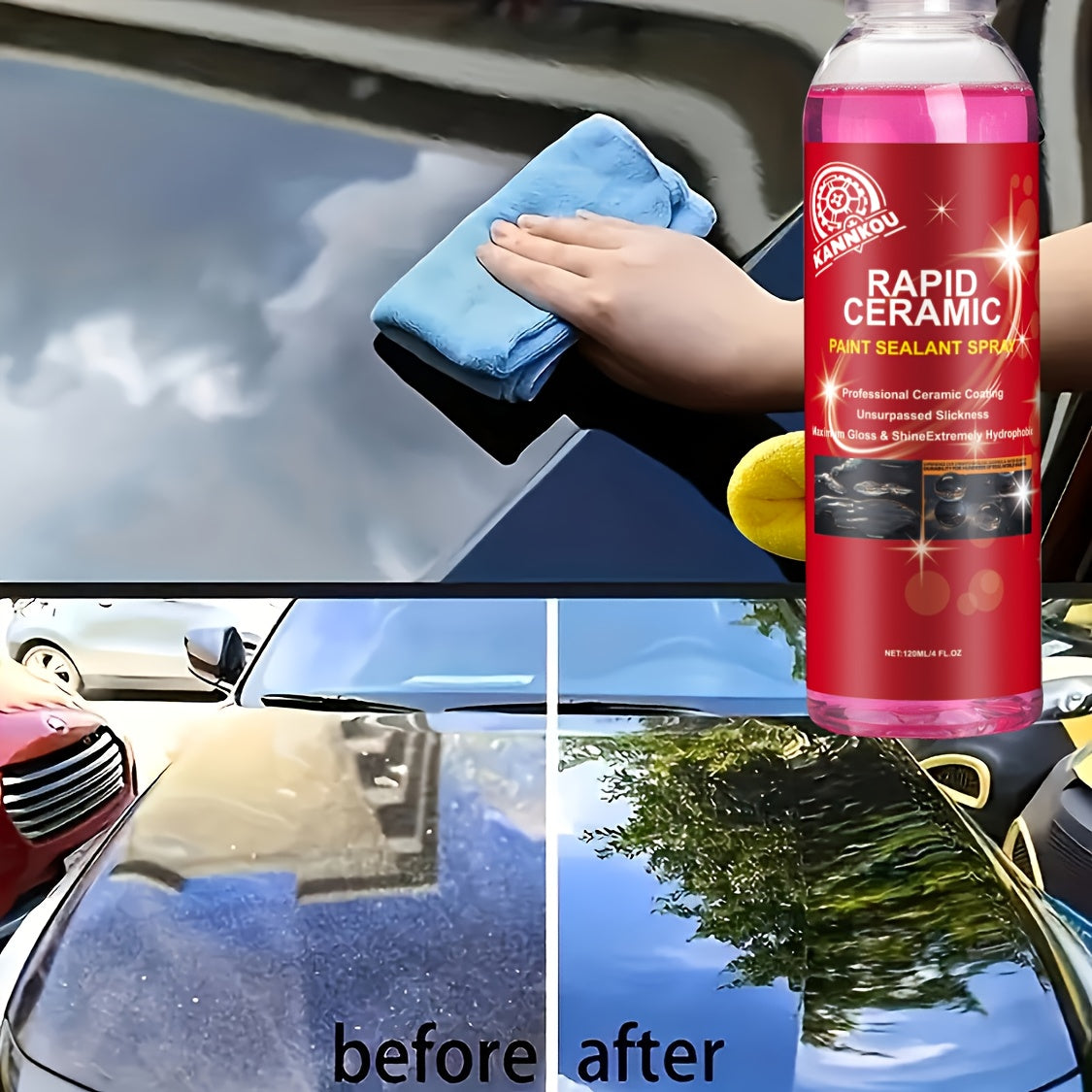 Hybrid Solutions Ceramic Spray Coating, Incredible Shine and Protection for Car Paint, Extreme Water Beading, Safe for Cars, Trucks, Motorcycles, RV's and More, 120ml,4.06oz