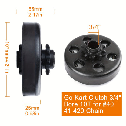 LotFancy Go Kart Clutch 3/4 Bore 10T for #40 41 420 Chain, Predator 212 Centrifugal Clutch, Up to 6.5 HP, Fit for Go Kart Minibike Baja Mini Bike MB165 MB200