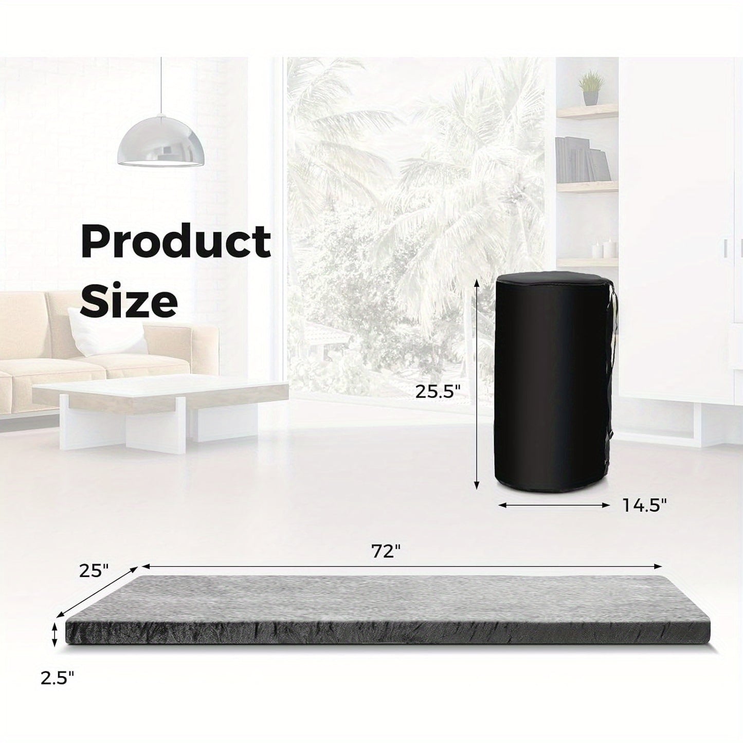 Memory Foam Camping Mattress Pad, Portable Foam Sleeping Pad for Camping, Roll Up Mattress Sleeping Mat for Adults Floor Mattress Guest Floor Bed for Sleepover, Car, Tent SUV Cot Mattress, 72.x24in