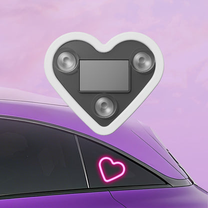 Car Interior Neon LED Mood Light – Heart & Flower Shaped Ambient Light for Car Window, Valentine's Day Car Decoration, 3 Colors