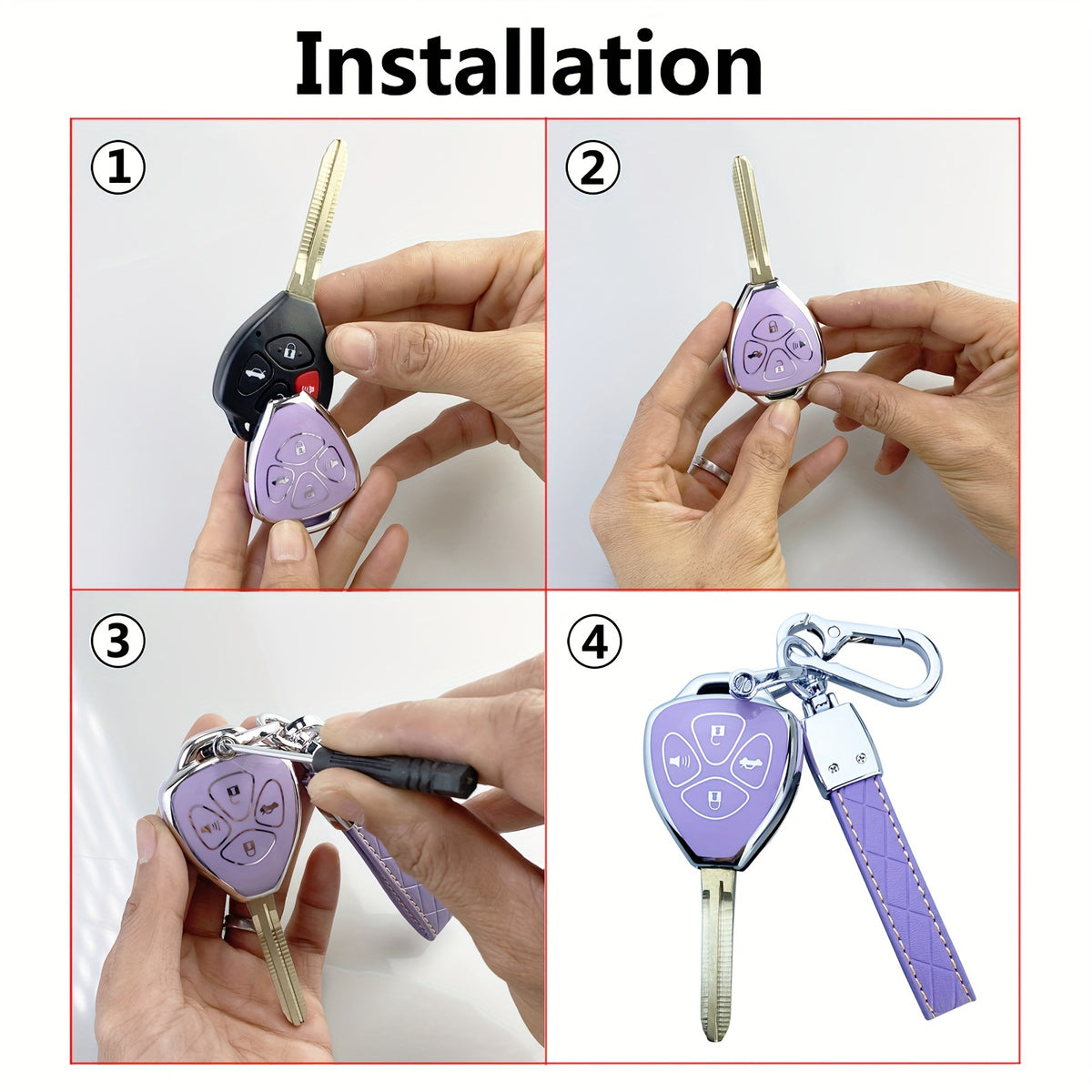 Toyota Key Fob Cover Case TPU – Camry RAV4 Corolla 4Runner Avalon Venza Yaris Land Cruiser Protector Shell, Blue & Purple