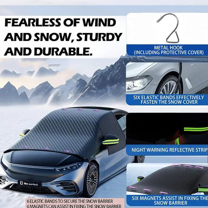 Portable Car Snow Shield, Easy to Install And Store, Car Snow Cover, Magnetically Fixed to Withstand Strong Winds, Full Coverage to Protect Against Snow And Frost, Suitable for All Seasons, Compatible with Most Cars