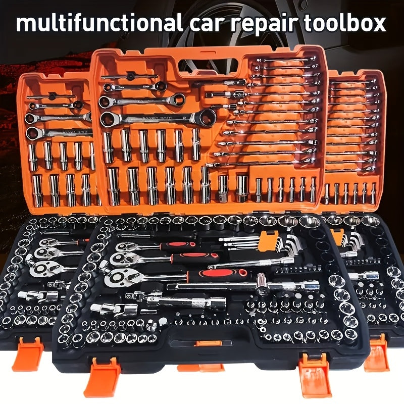 151 Professional Automotive Tool Kit - High-Quality Set for Repairing Cars, Bicycles, And Motorcycles - Compact, Portable, All-In-One Solution Featuring Ratchet Wrench And Multiple Screwdriver Sets, No Battery Included