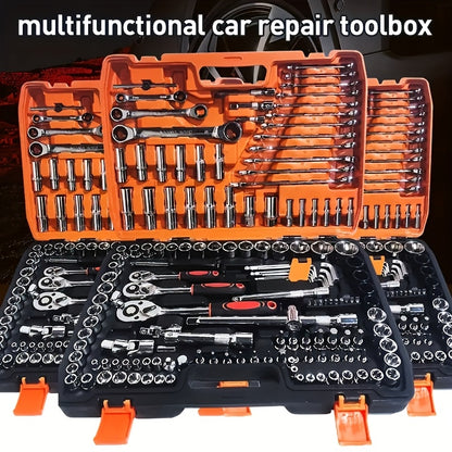 151 Professional Automotive Tool Kit - High-Quality Set for Repairing Cars, Bicycles, And Motorcycles - Compact, Portable, All-In-One Solution Featuring Ratchet Wrench And Multiple Screwdriver Sets, No Battery Included