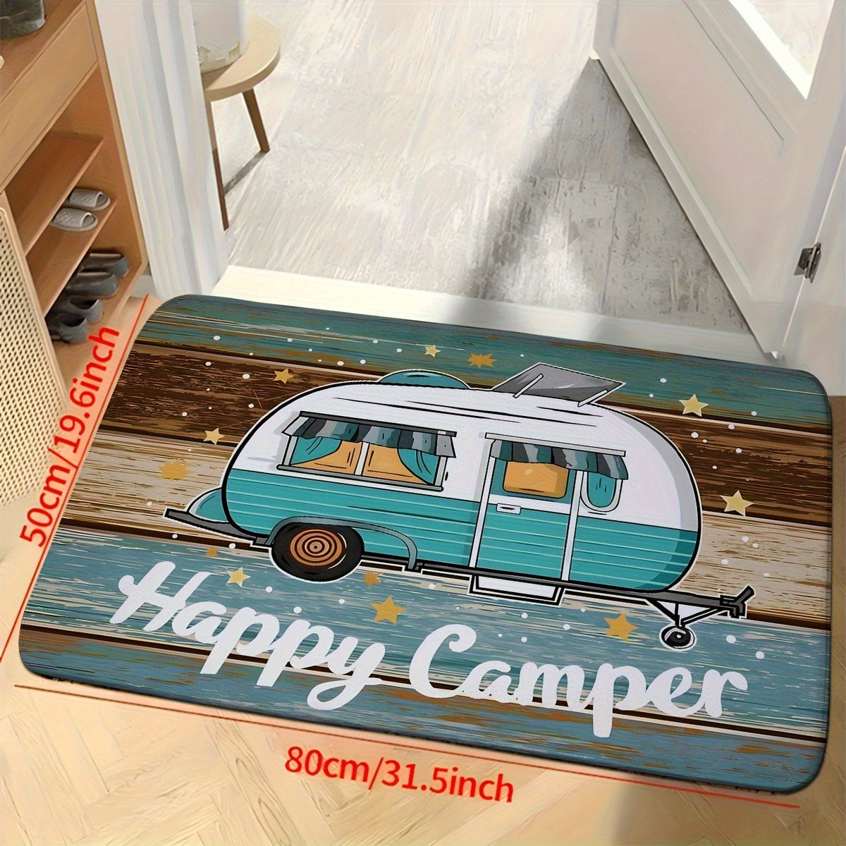 RV Camper Van Door Mat Crystal Velvet – Non-Slip, Machine Washable Indoor Outdoor Rug, 800g/㎡, 50x80cm