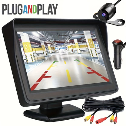 4.3 Inch Automotive Rearview Monitor And Backup Camera System - Universal Fit for Cars, Suvs, Rvs, And Pickup Trucks for Safe Parking And Easy Installation, Without Battery