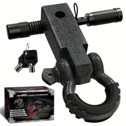 AUTMATCH 2-Inch Heavy Duty Shackle Hitch Receiver Kit - 45,000 lbs Break Strength, High-Strength Drop-Forged Towing System with Lock Pin & D-Ring Shackle for Truck,, RV, ATV, Boat Recovery ( Fit)