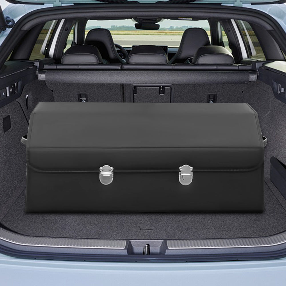 Multi-Compartment PU Leather Car Organizer Box - Foldable Large Capacity Storage for SUVs, Cars, Trucks, Campers & Workspaces - Durable Auto Interior Accessory, Highquality Material