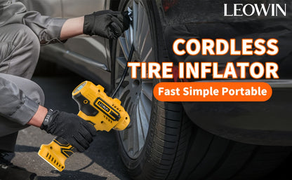 Cordless Tire Inflator 150 PSI – Auto-Shutoff, Digital Pressure Gauge, LED Light, Rechargeable Handheld Air Pump for Car, Motorcycle & Bike
