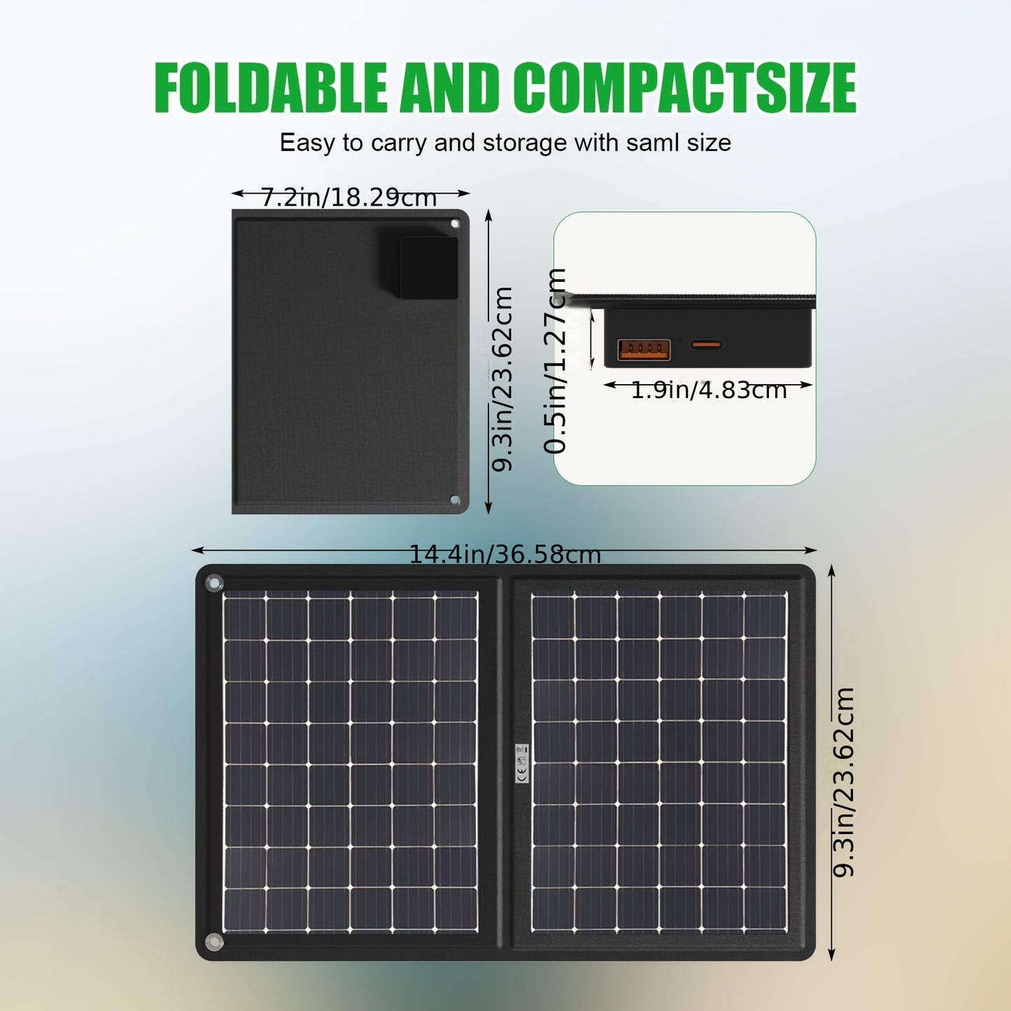 30W Portable Solar Charging Panel, 2-in-1 Folding Design, with USB Charging Port, High Efficiency, Plug-and-Play Solar Panel for Phones, Tablets & Action Cameras, Lightweight Outdoor Emergency Power Supply for Camping, Travel, RVs & Boats